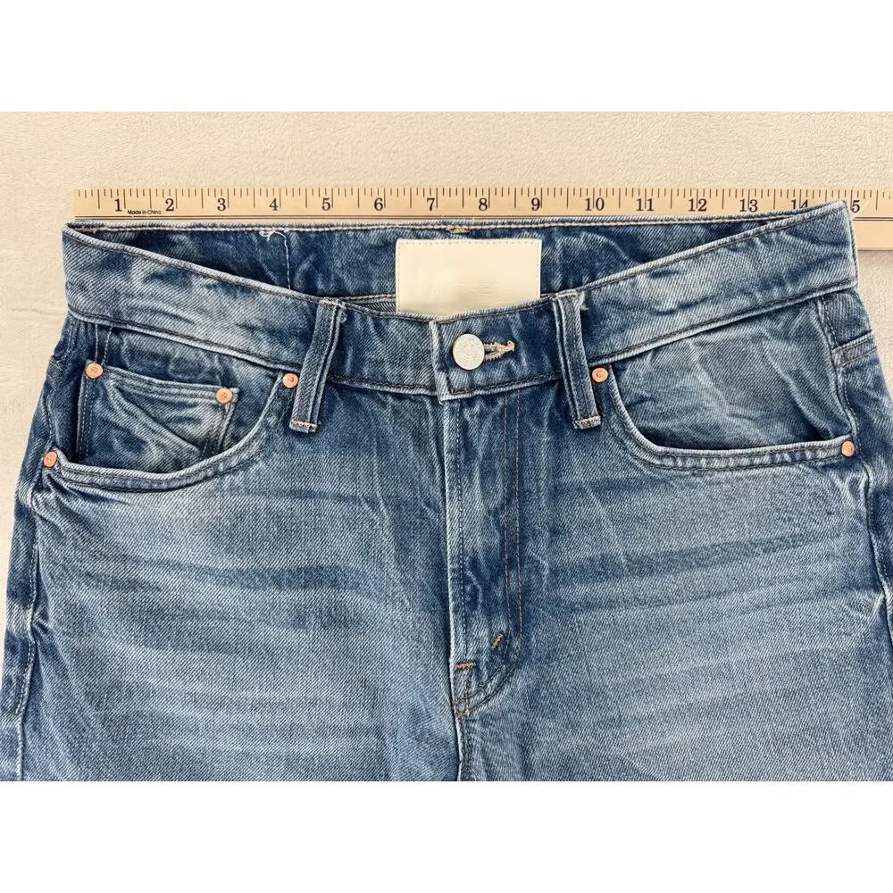 Mother Jeans The Newbie Ankle Mid Rise Straight 100% Cotton Wipeout 26